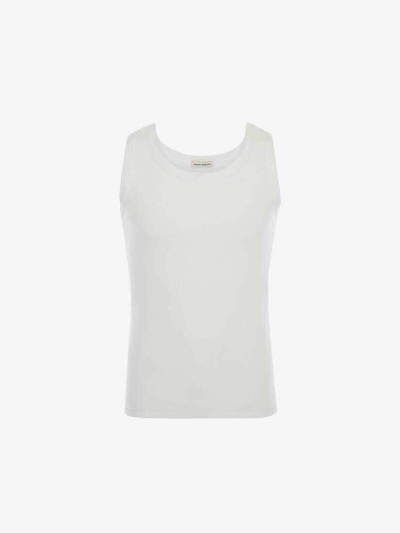 Camisetas Alexander McQueen Ribbed Tank Top Hombre - Blancos - Mexico 428-EZYKIM